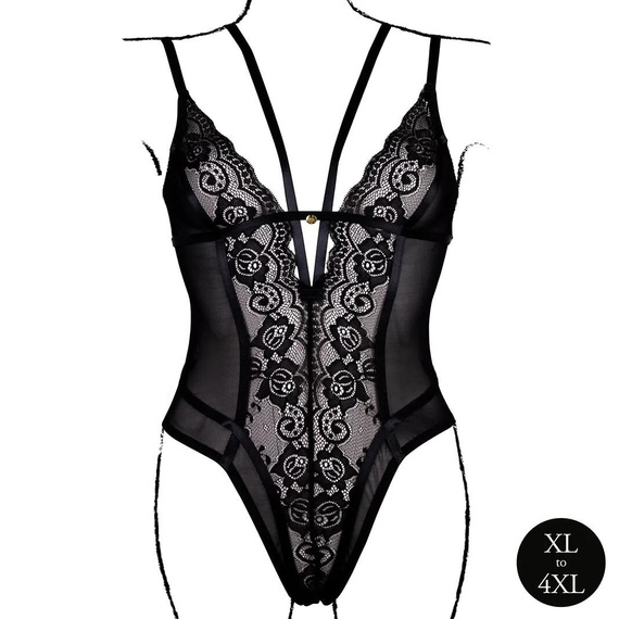Body AMR006 Amour Le Désir Spitzenbody Plus Size XL-4XL Schwarz