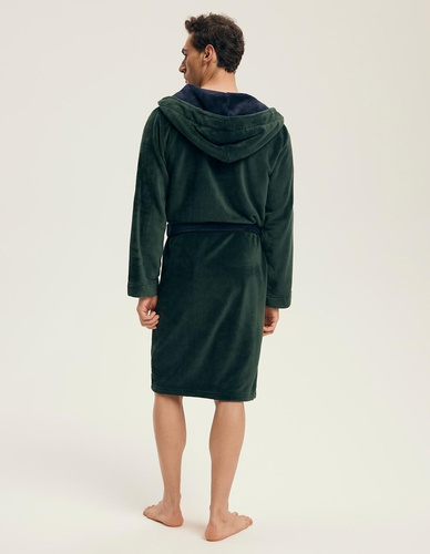 Henderson Herrenbademantel 43377 Natch Green – Kapuze, warmer Stoff, Komfort und Eleganz