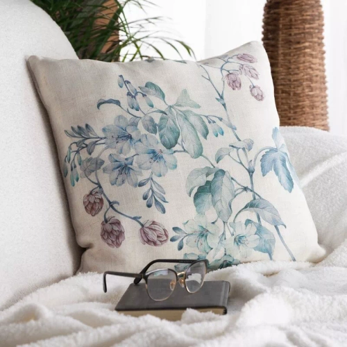 Len 41 Poszewka dekoracyjna  Eurofirany | Naturalna zieleń, wzór liści