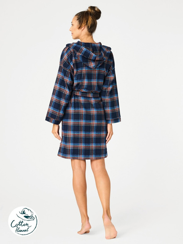 LGD 431 Key Damenbademantel – Marineblau, Flanell-Baumwolle, warm und weich