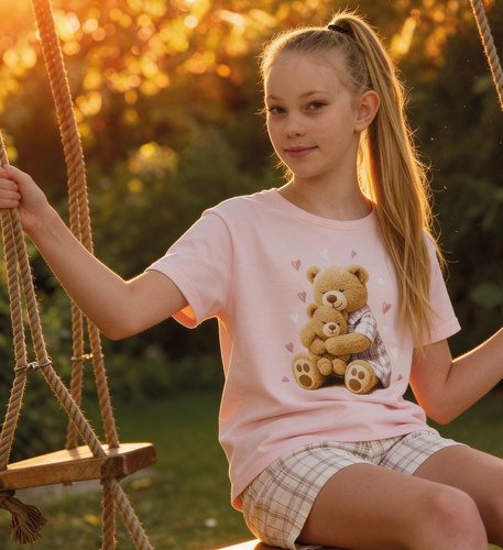 Mädchen-Pyjama Hug Me Cornette – 100% Baumwolle, Teddybären, Shorts