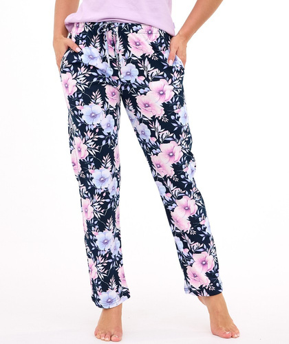 690/48 Cornette Damen-Pyjamahose | Lang, Taschen, verstellbare Taille