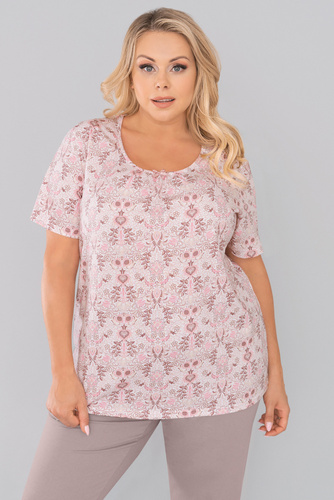 Kalmia Damen Schlafanzug kurzarm, 3/4 Hose Italienischer Mode-Druck 