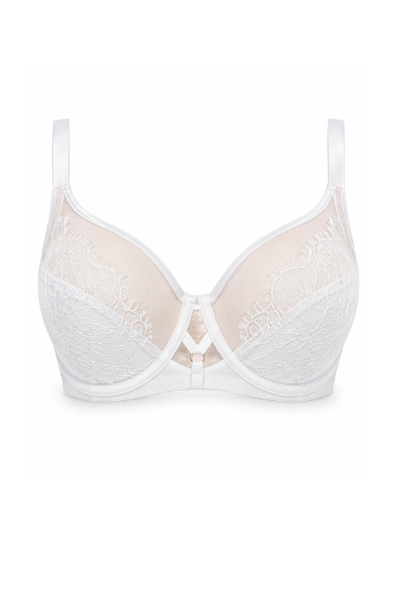 Mediolano Pure Plunge 19260 weißer Plunge-BH mit Spitze und Tüll