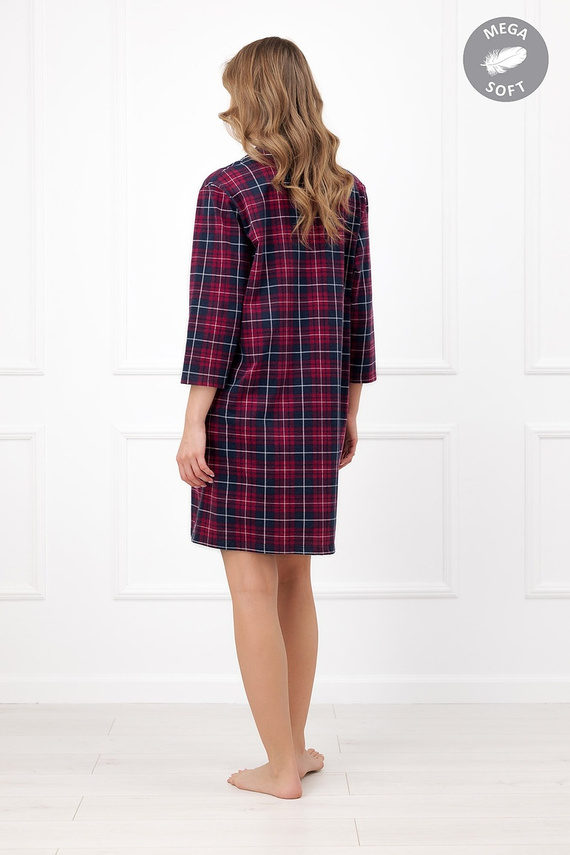 Italian Fashion Alana Nachthemd aus Baumwolle Mega Soft kariert 3/4