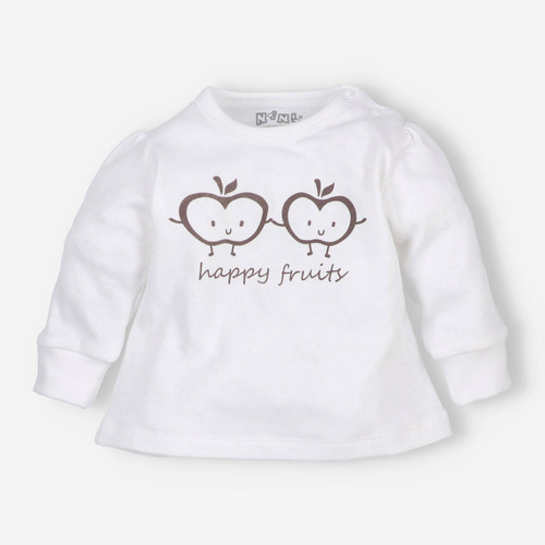 ABN-5301/ECR Happy Apples Nini Bluse aus ecrufarbener Bio-Baumwolle