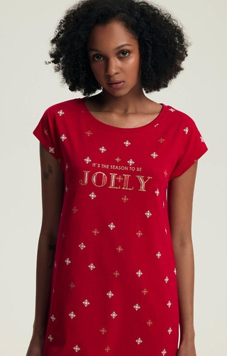 43720 Dotie Henderson Damen-Weihnachtsnachthemd – Baumwolle, kurze Ärmel