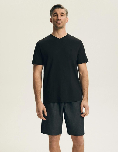 Henderson 44608 Post Herren-Pyjama Schwarz 100% Baumwolle Kurzarm