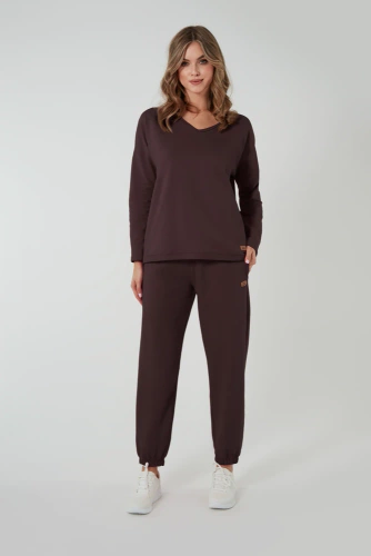 Madri Langarm Bluse Italienische Mode - braun