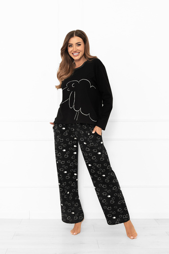 Damen Schlafanzug Bonnie - Baumwolle, lange Ärmel, lange Hosen, Schafe Italian Fashion  