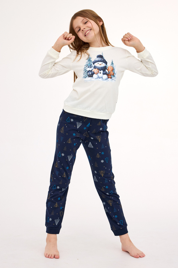 977/189 978/189 Snowy Day Cornette Mädchen-Baumwollpyjama, lange Ärmel | Warm und bequem