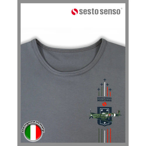 2404 Herren-Militärpyjama mit langen Ärmeln und Sesto Senso-Hose – Graphit