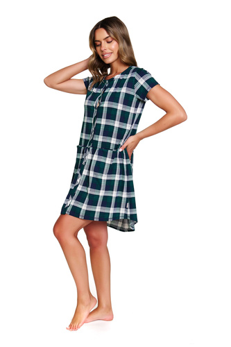 9444 Doctor Nap – Umstands- und Stillnachthemd aus Baumwolle | Polnische Produktion – Smaragd