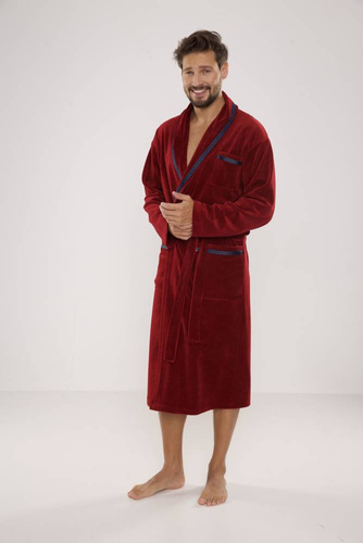 666 Ronaldo Herren Bademantel De Lafense - kastanienbraun