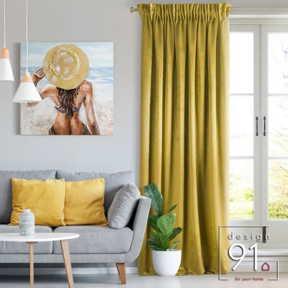 Taylor Samtvorhang fertig auf Band Design91 Senf