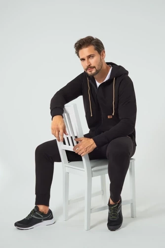 Darwin Herren Sweatshirt Italienische Mode - schwarz