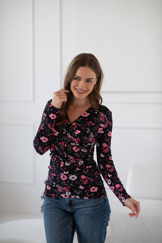 Milk Bar Milk&Love schwarze Still- und Umstandsbluse mit Blumen