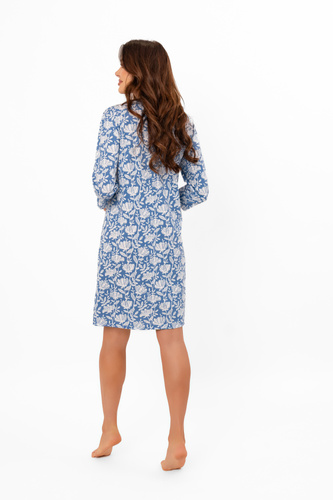 Damen Nachthemd Bisali - Baumwolle, ¾ Ärmel, Blumenmuster Italienische Mode