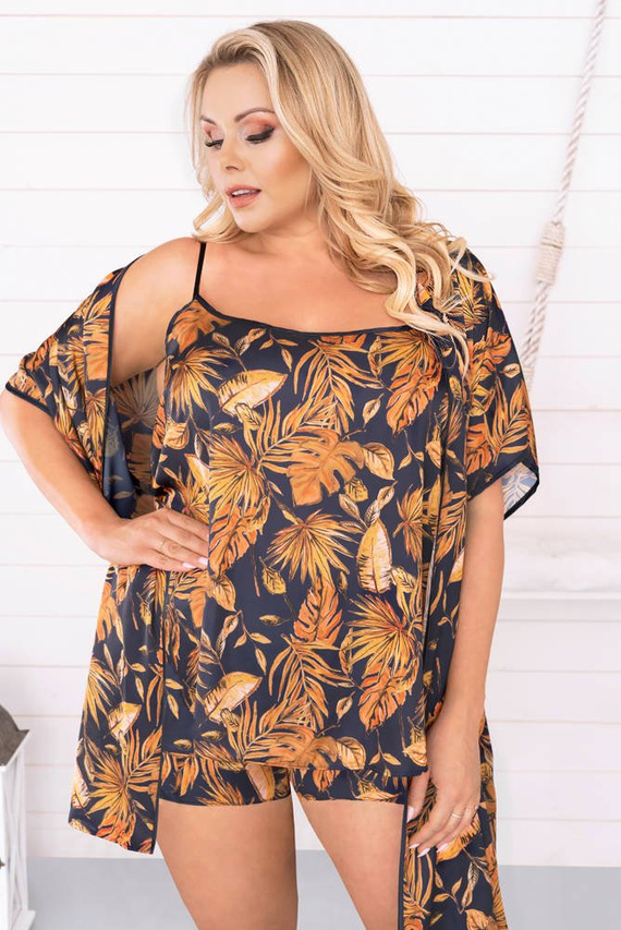 Monstera Damen Bademantel Italian Fashion- Druck