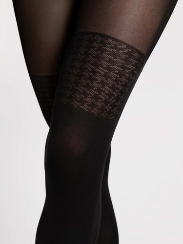 Fiore G6140 Pepita Black Strumpfhose 40 DEN mit Strumpfbandmuster Pepita