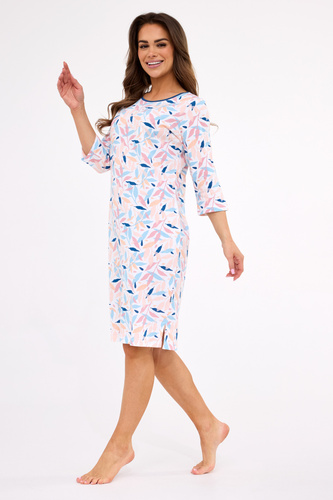 464/457 Hannah 2 Cornette – Damen-Nachthemd aus Baumwolle, 3/4-Ärmel, knielang