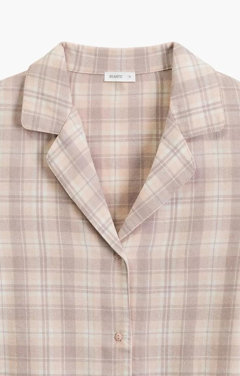 NLP-505 Damen-Pyjama Atlantic Lavender – Flanell, Reißverschluss, kariert, Baumwolle