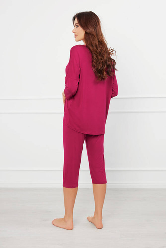 Natura Damen 3/4 Schlafanzug Italian Fashion - Wein