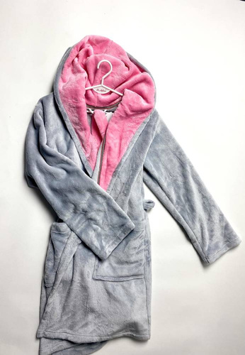 627 Soraya Damen Kurzer Morgenmantel Forex - hellgrau/rosa