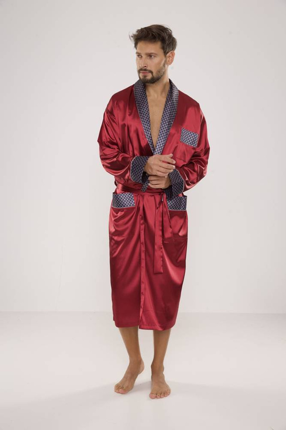 940 Forex Bademantel aus Satin für Männer - kastanienbraun
