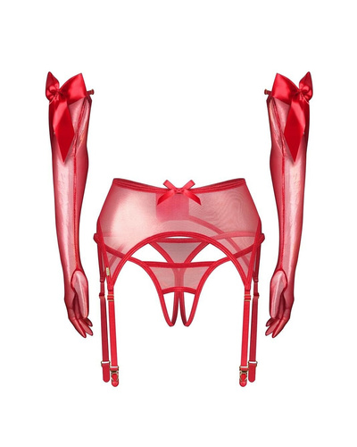 Obsessive Gifty Red 3-PCS Rotes Set Gürtel String Handschuhe