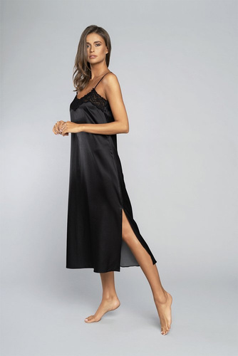 Touch Nachthemd schmaler Träger, lang Italia Fashion - schwarz