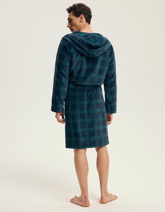 Henderson Herrenbademantel 43373 Nickel Navy – Kapuze, warmer Stoff, Komfort und Eleganz