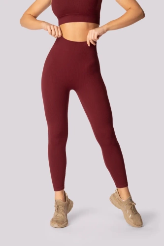 Gerippte Damenleggings Mona Burgund