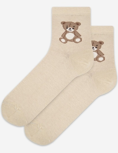 Damen Socken Wola Perfect Woman U84.01P beige 965– Baumwolle, bunte Muster, druckfreier Bund