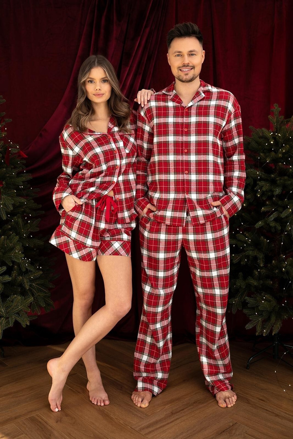 Sensis Clariel Damen-Flanell-Pyjama 100% Baumwolle Rot kariert