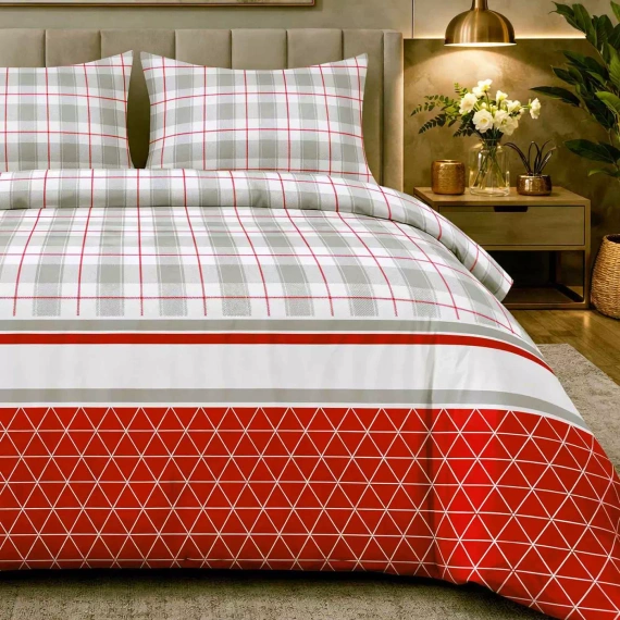 31516/1 Weihnachts-Flanellbettwäsche Flanelove Darymex grau rot – Set 100 % Baumwolle, warm und weich