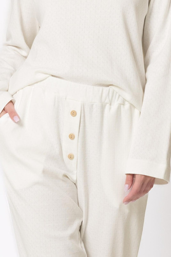 Damen-Pyjama Berenika 1795 Leveza cremig 100% Baumwolle lang