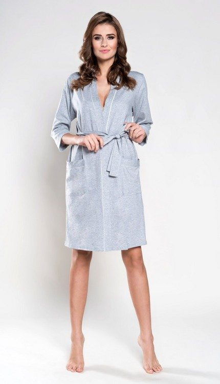 Megan Damen Morgenmantel Italian Fashion 3/4 Ärmel - hell melange