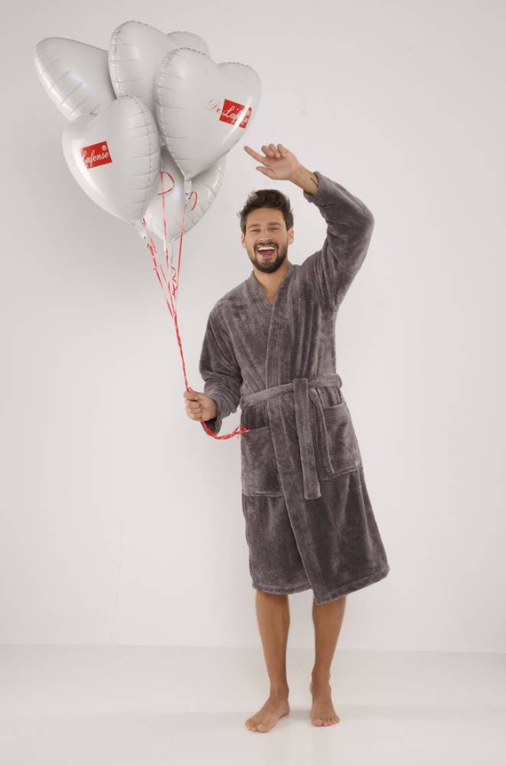 391 Hugo Herren Bademantel De lafense - grau