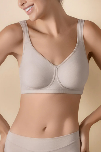 Selene Hellen Baumwoll-BH ohne Bügel, beige, weich, bequem