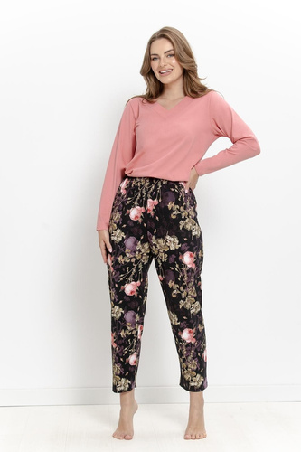 Damen-Pyjama Taro Maribel 3614 Koralle 100% Baumwolle Langarm 7/8