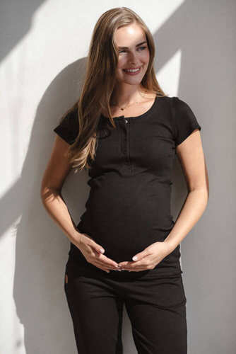 Tummy Umstands- und Stillbluse mit kurzen Ärmeln Milk&Love schwarz