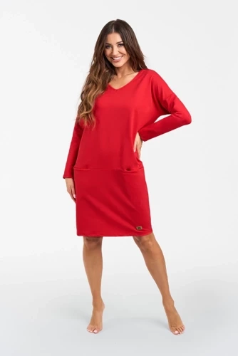 Karina Damen Langarm-Tunika Italian Fashion - rot