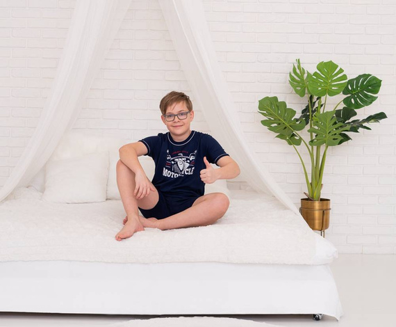 Gibson Boys' kurzärmeliger Schlafanzug, Hose Italian Fashion - marineblau