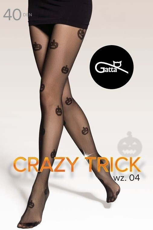 Crazy Trick Muster 04 Strumpfhose 40 den Gatta schwarz – Halloween, Kürbisse, elastischer Bund