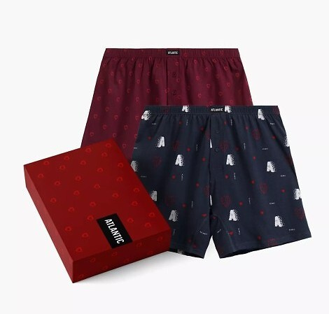2GMB-012 Atlantic Herren-Boxershorts – Baumwolle, Herzen, 2er-Pack, lockere Passform