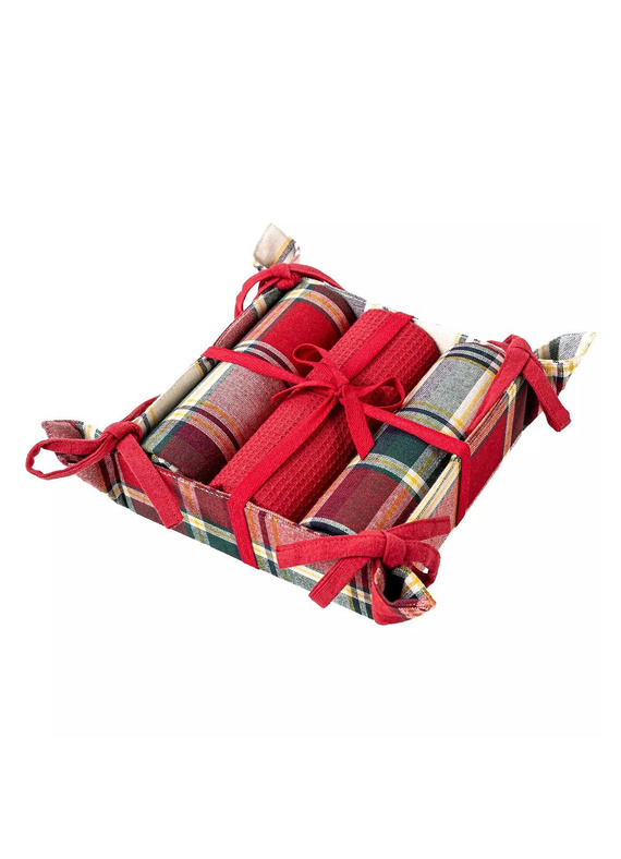 Moraj MRK1500-021 Küchenset – 3 Baumwolltücher in einem dekorativen Korb