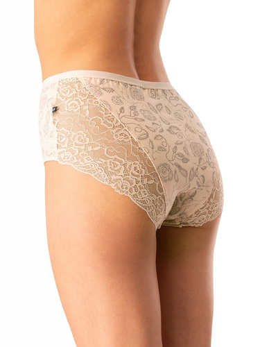 Damen-Baumwoll-Slip Key LPF 590 beige – 2 Stück im Karton, Spitze hinten