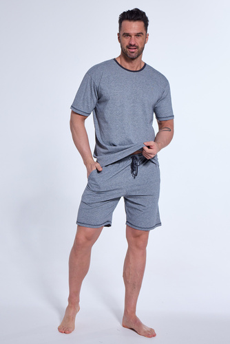 925/178 Tom Herren-Kurzarmpyjama, Cornette-Shorts, grau