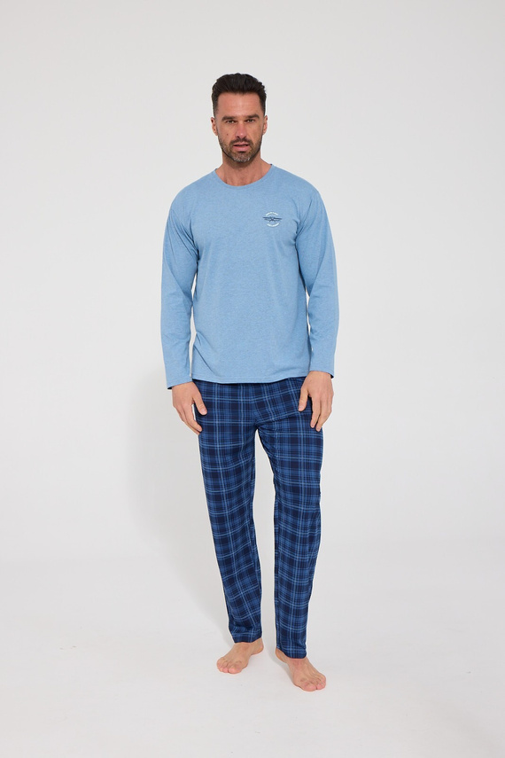 Herren-Pyjama Cornette 124/337 Flight 2 Baumwolle Langarm kariert